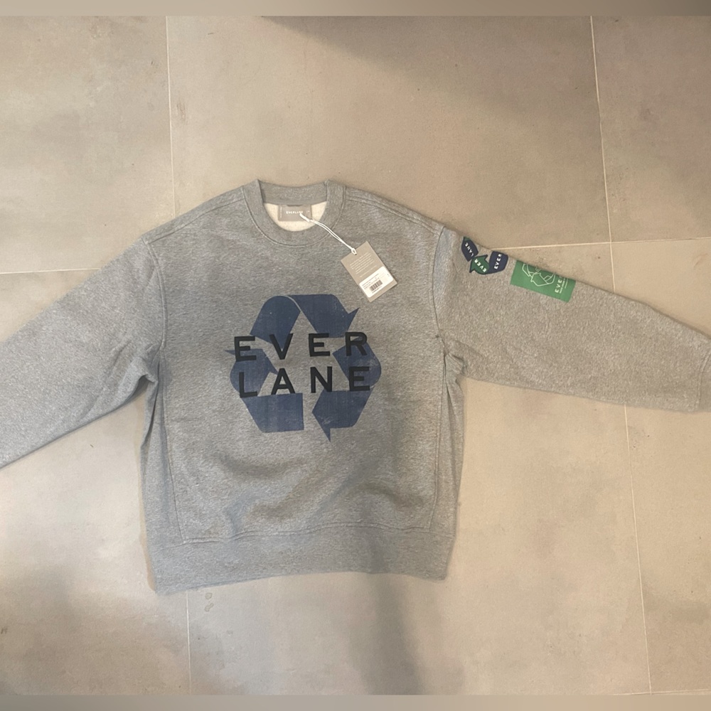 Everlane The ReTrack Crewneck Sweatshirt Earth Day Gray